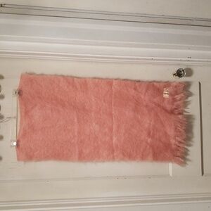 Vintage Scotland Mid Century Mahair and Wool Blend Bubble Gum Pink Blanket Scarf